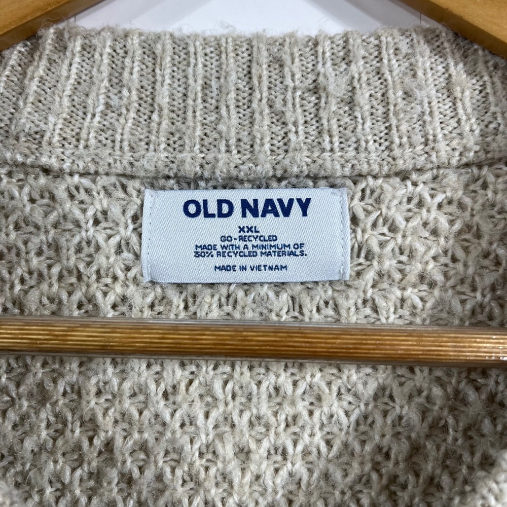Old Navy Fisherman Cable Knit Preppy Cardigan Sweater Cottagecore Womens XXL - Picture 3 of 8